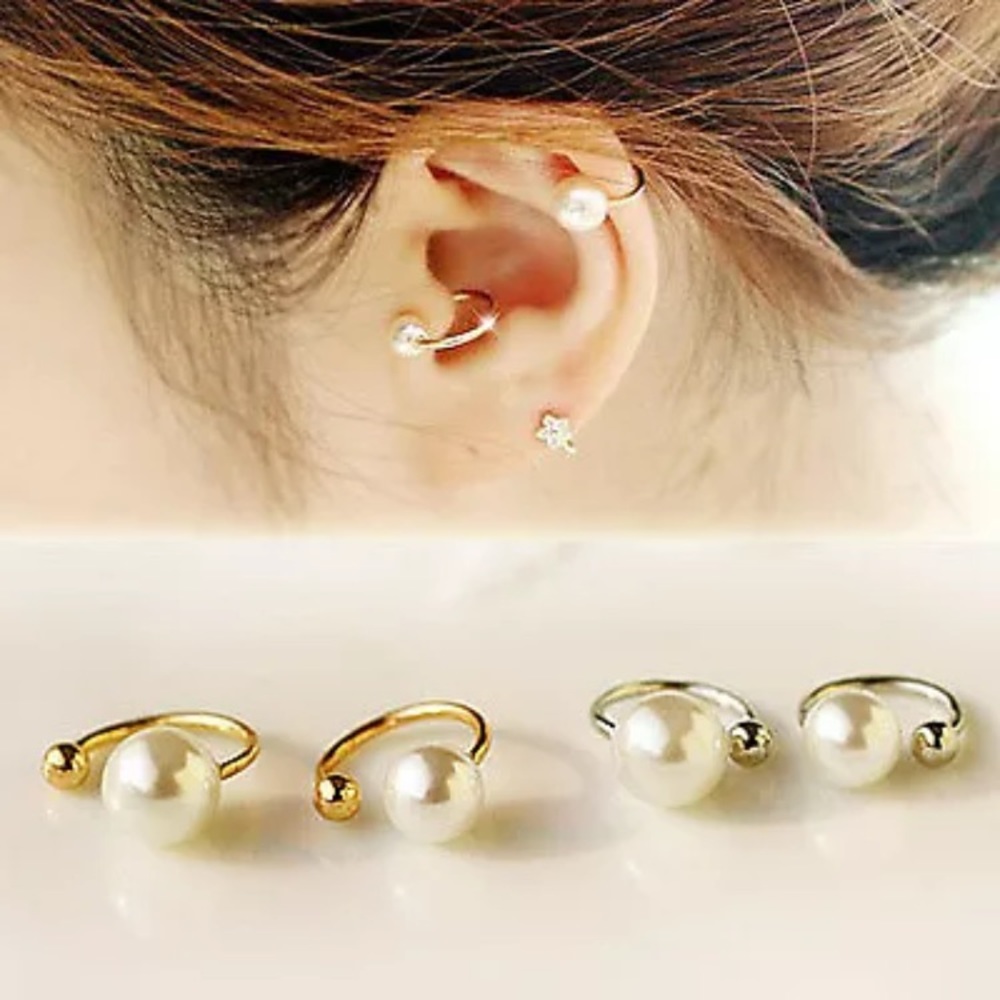 Pearl ear cuff gold 1 pc